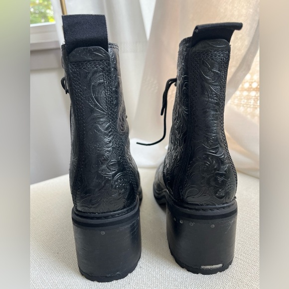 Timberland Sienna Embossed Boot Leather Lug Sole Side-Zip Whimsigoth Black 7.5 - Picture 12 of 14